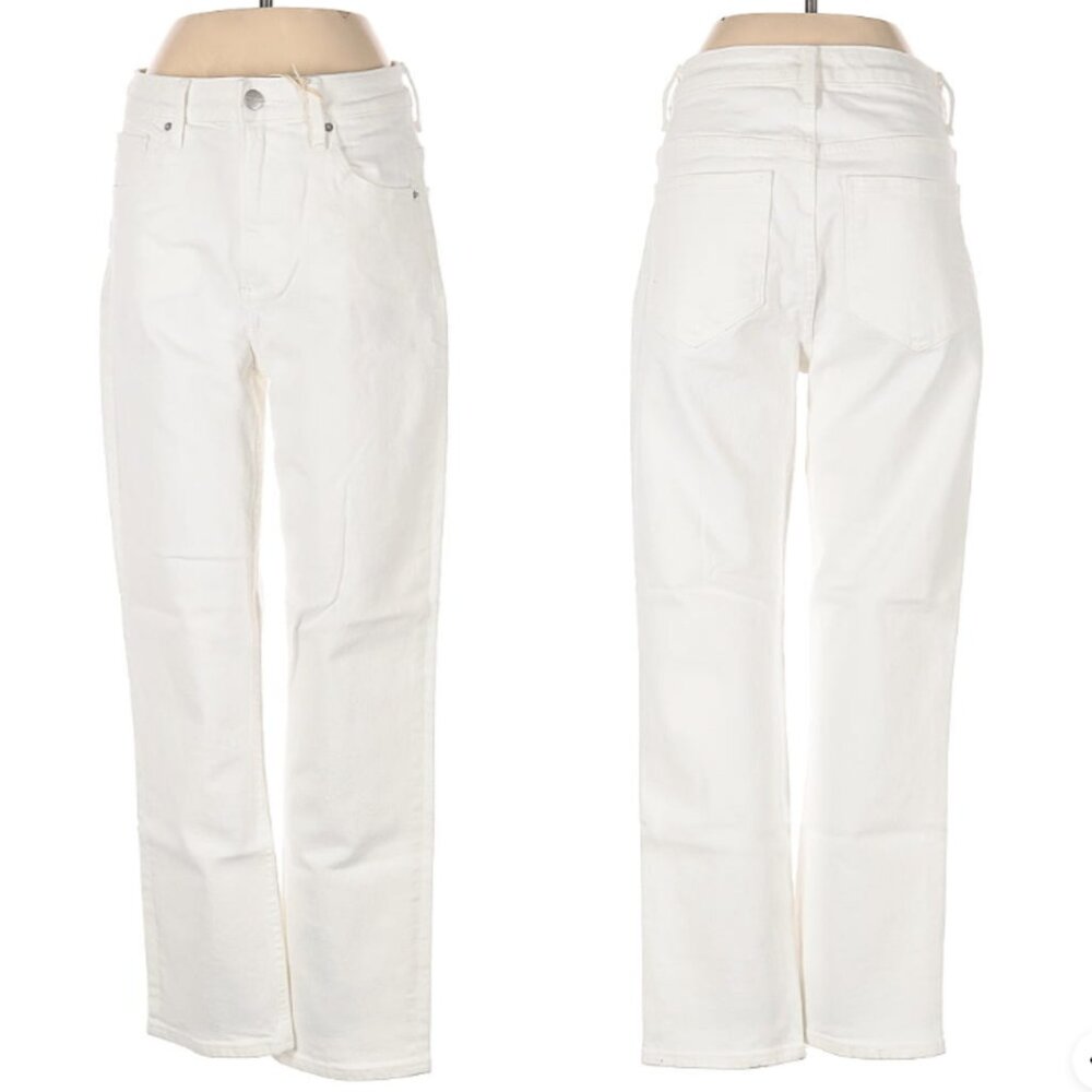NWT Driftwood Straight Leg Jeans Size 25 0 Solid White Denim High Rise